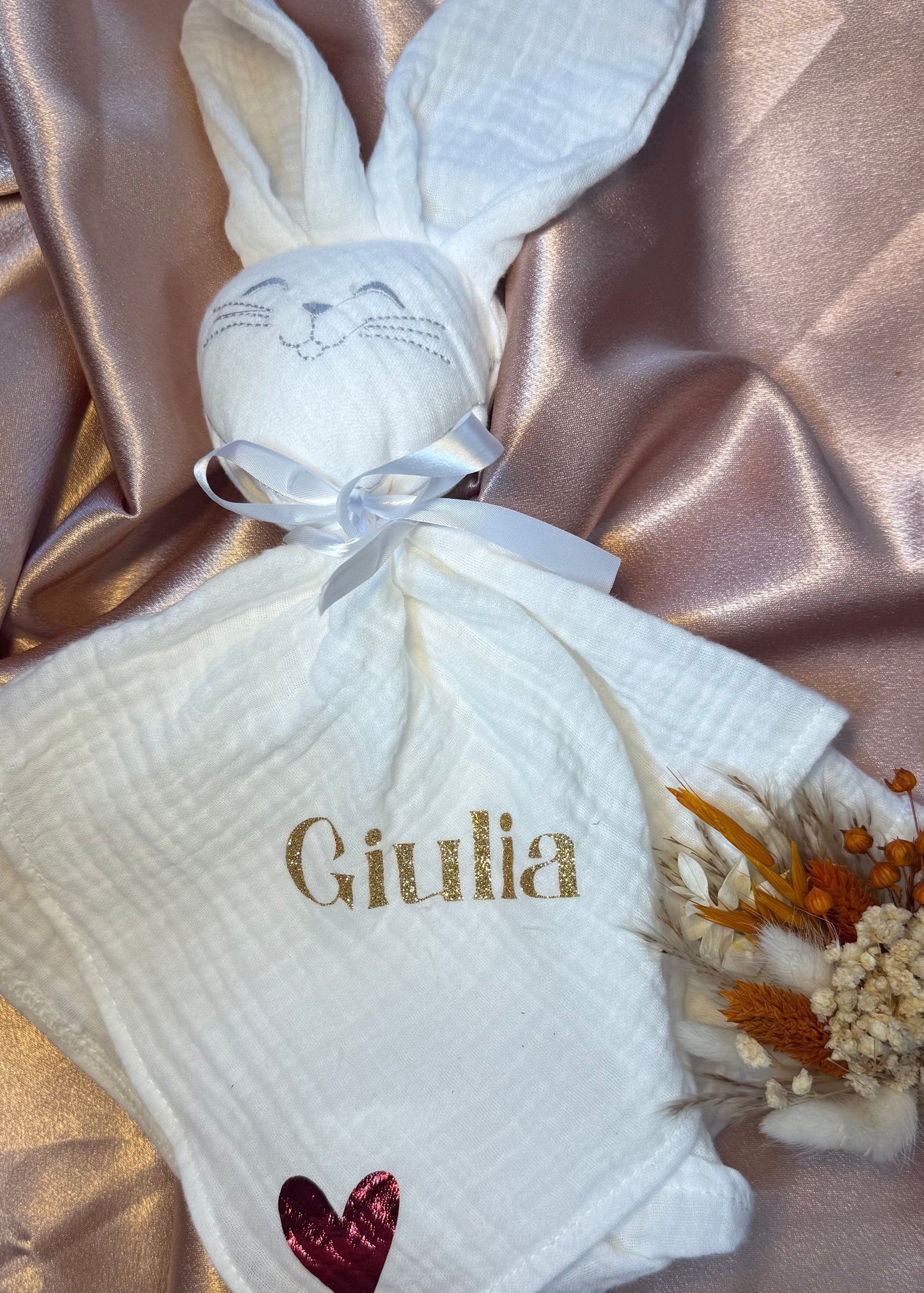 Doudou lapin gaze de coton